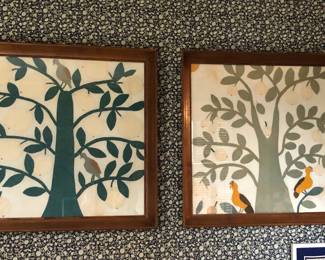 Appliqué textiles - framed size 23.5” square 