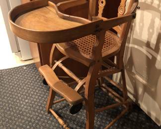 Antique wooden high chair - with a surprise! 