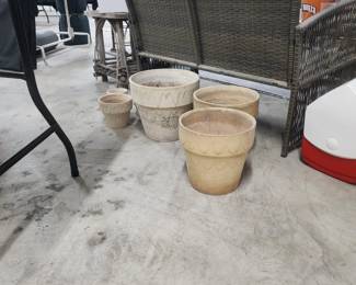 Many outdoor clay pots