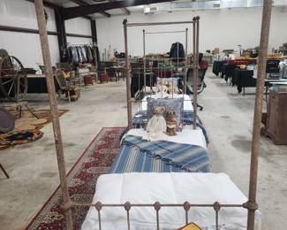 2 antique metal beds