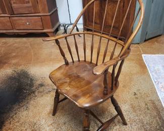 Solid Windsor chairs.  Newer with a terrific vintage look.  4 total.