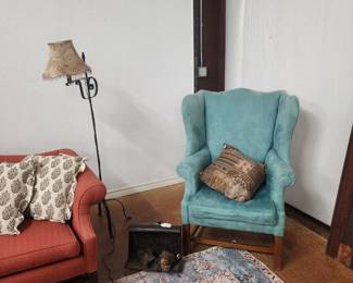 Pair of wing back chairs. 