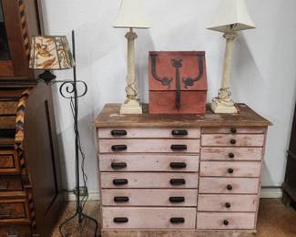 Primitive pine cabinet that would be good for storing lingerie, jewelry or small tools.  