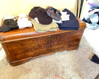 vintage cedar chest, nice clothing