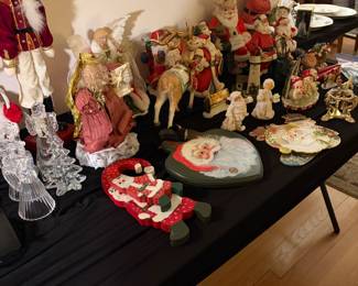 Santa figurines  Nutcrackers  glass trees  small Christmas figurines 