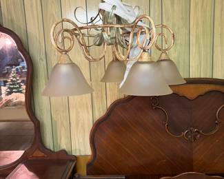 Vintage head board and foot board  chandelier 