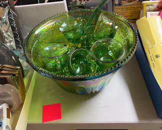 Carnival glass punch bowl 