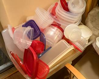Bins full of Tupperware 