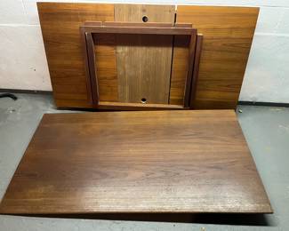 very fine antique dining room table (Swiss teak). Goes with the chairs. Needs to be reassembled.