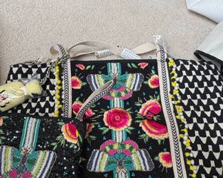 America Beyond Beaded Butterfly Tote Bag with Matching Pouch