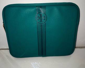 Tory Burch Logo Striped Cosmetic Case