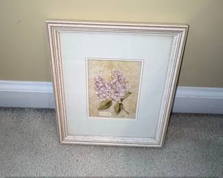 Framed Lilac on Cracked Linen Print by Cheri Blum