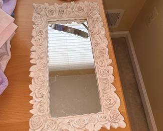 Ornate Rose Carved Wall Mirror