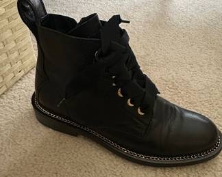Zadig Voltaire Laureen Roma Leather Combat Boots with Chain Detail