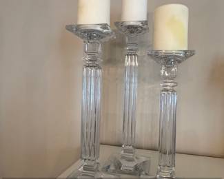 Barski Crystal Candlestick Holders Set of 3