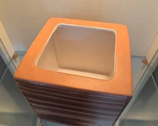 Square Ceramic Planter with Wood Grain Finish second image
