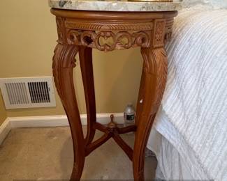 Antique Chinese Carved Rosewood Plant Stand with Marble Top second image