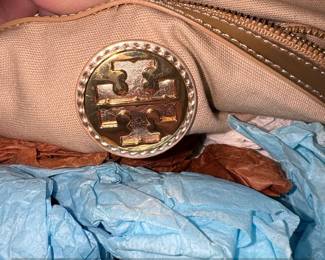 Tory Burch Straw Tote Bag with Metallic Logo third image