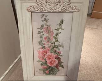 Vintage Hollyhocks Print by Paul de Longpre in Ornate Frame