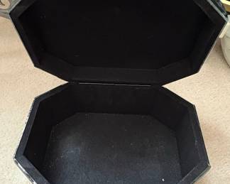 Octagonal Mirrored Jewelry Box with Damask Pattern second image