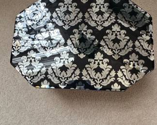 Octagonal Mirrored Jewelry Box with Damask Pattern