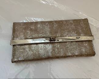 Metallic Embossed Clutch Purse with SilverToned Clasp