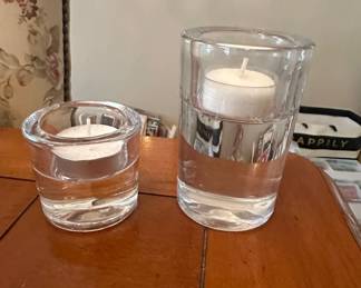 Set of Two Glass Votive Candle Holders