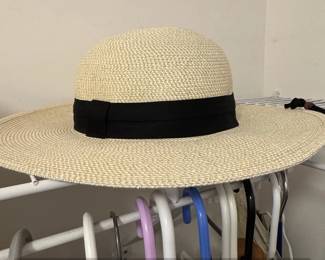 Womens WideBrim Straw Hat with Black Ribbon