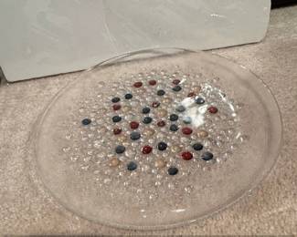 Dansk Asteroid or Bubble Confetti Art Glass Plate