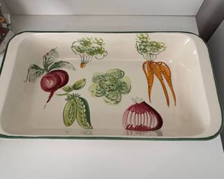 HandPainted Italian Ceramic Rectangular Baking Dish with Vegetables