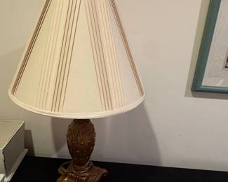 Vintage Brass Pineapple Table Lamp with Pleated Shade