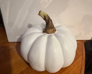 White Resin Pumpkin Figurine