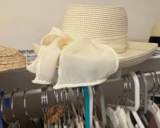 Womens Straw Sun Hat with Chiffon Bow