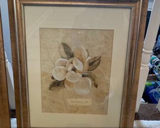 Cheri Blum Magnolia on Cracked Linen Framed Artwork