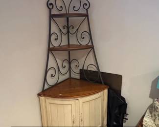 Legacy French Country Corner Cabinet Bakers Rack