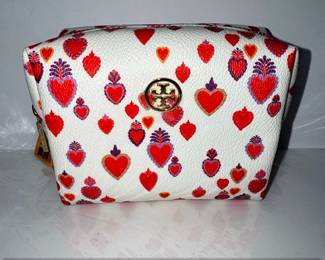 Tory Burch Sacred Hearts Print Cosmetic Case