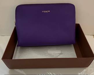 Coach Cosmetic Case in Purple Saffiano Leather
