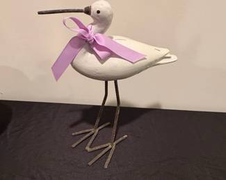 Ceramic Bird with Purple Ribbon