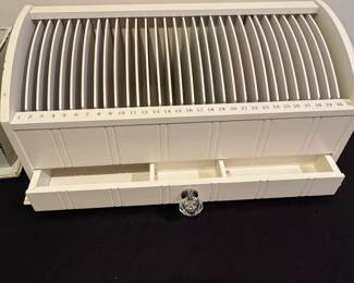 Vintage Wooden Desk Organizer with Compartments and Drawer Monthly Bill Sorter