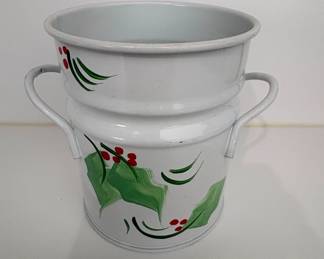 Vintage Enamelware Pitcher with Holly Design