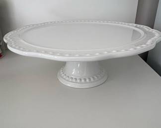 White Ceramic Beaded Cake Stand by Fapor Portugal