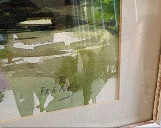 Watercolor Painting of a Garden Bridge by R. Feeney second image