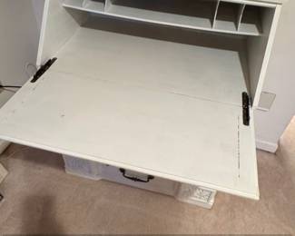 Vintage White French Provincial Secretary Desk with Hutch second image