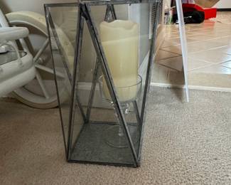 Geometric Metal and Glass Lantern