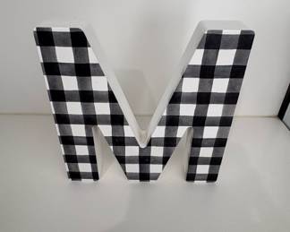 Monogram Letter M with Buffalo Plaid Pattern