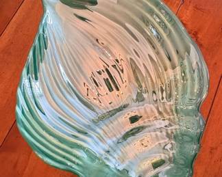 Vintage Iridescent Green Glass Shell