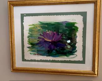 Lisa Palombo Lavender Water Lily Original Oil Painting