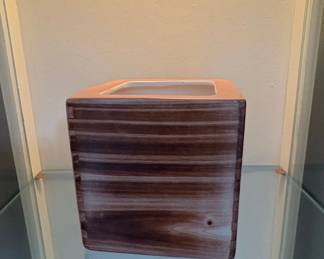 Square Ceramic Planter with Wood Grain Finish