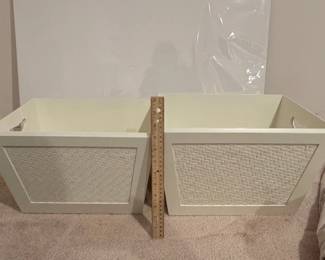 Set of Two Cream Woven Storage Bins