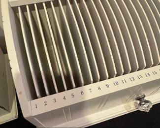 Vintage Wooden Desk Organizer with Compartments and Drawer Monthly Bill Sorter second image